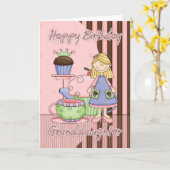 Carte D'Anniversaire Grandgirl Cute - Cupcakes Et  (Fleur jaune)