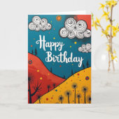 Carte d'anniversaire graphique (Fleur jaune)