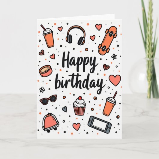 Carte d'anniversaire graphique joyeuse (Devant)