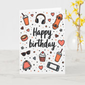 Carte d'anniversaire graphique joyeuse (Fleur jaune)