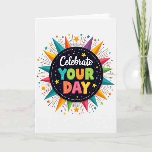 Carte d'anniversaire graphique vibrante (Devant)