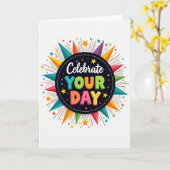 Carte d'anniversaire graphique vibrante (Fleur jaune)