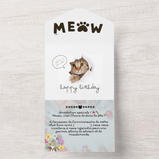 Carte d'anniversaire gratuite de chat mignon et dr (À l'intérieur)