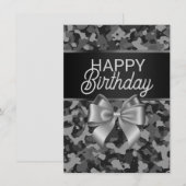 Carte d'anniversaire Gray Camo & Bow (Devant / Derrière)