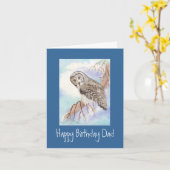 Carte d'anniversaire Great Grey Owl Papa (Fleur jaune)