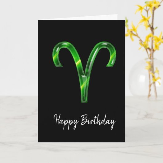 Carte d'anniversaire Green Aries (Fleur jaune)