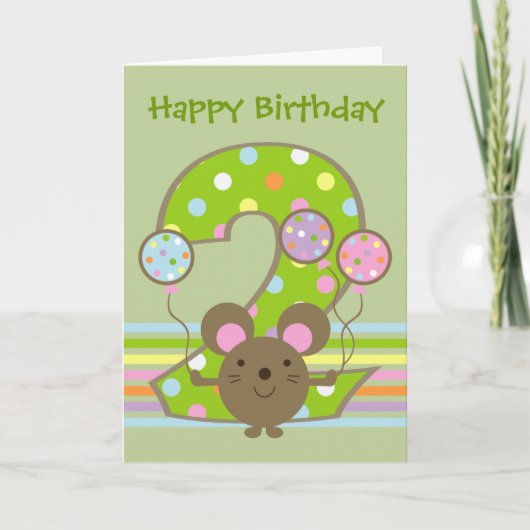 Carte d'anniversaire Green Happy de la souris Ball (Devant)