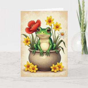 Carte d'anniversaire Grenouille Florale