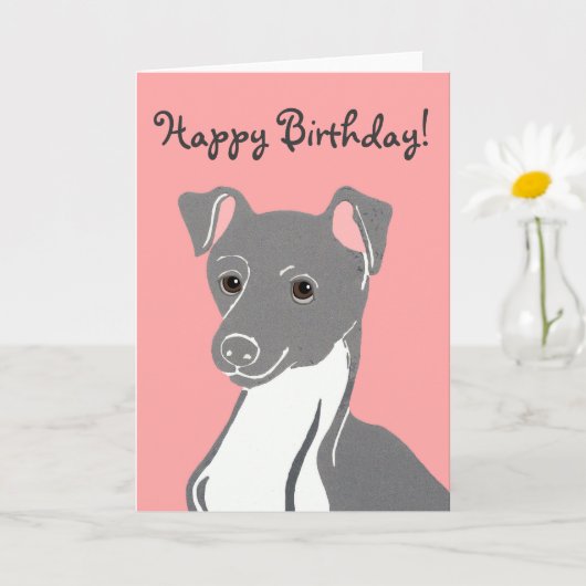 Carte d'anniversaire Greyhound Rose italienne (Petite plante)