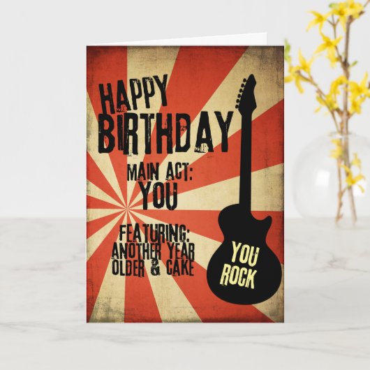 Carte d'anniversaire grunge de rock (Fleur jaune)
