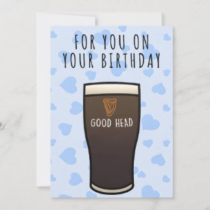 Carte d'anniversaire Guinness, "Bonne tête" Carte