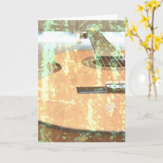 Carte d'anniversaire guitare (Fleur jaune)