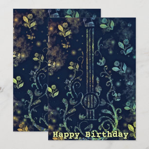 Carte d'anniversaire Guitare Florale