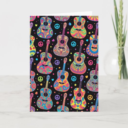 Carte d'anniversaire Guitares Psychedéliques (Devant)