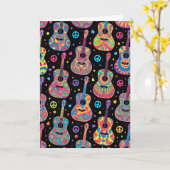 Carte d'anniversaire Guitares Psychedéliques (Fleur jaune)