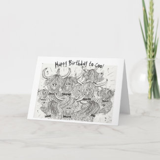 Carte d'anniversaire Hairy Highland Coos