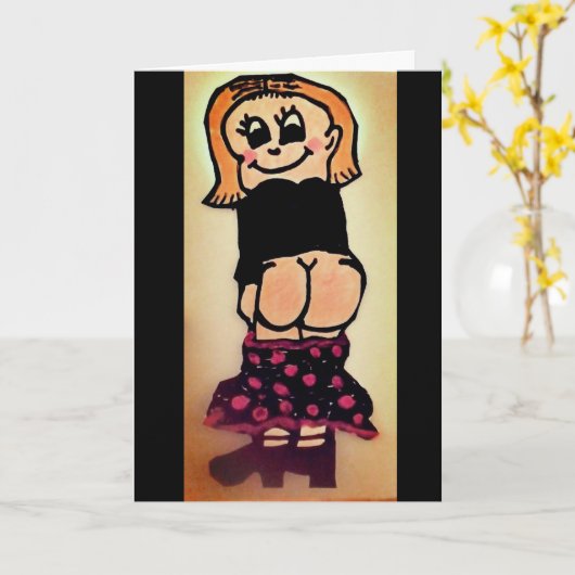 CARTE D'ANNIVERSAIRE HALARIEUSE BARE BUTT (Fleur jaune)