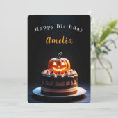 Carte d'anniversaire Halloween Citrouille Effrayan (Debout devant)