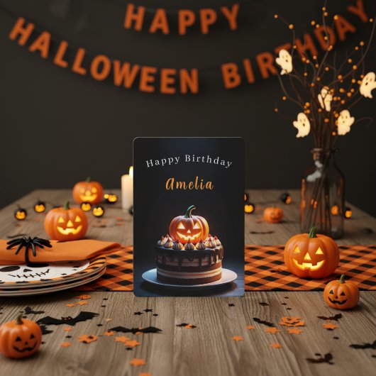 Carte d'anniversaire Halloween Citrouille Effrayan