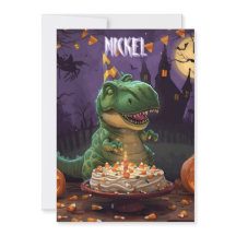 Carte d'anniversaire Halloween dinosaure pour enfa