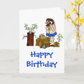 Carte d'anniversaire Ham Radio avec Caveman pour C (Fleur jaune)