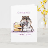 Carte d'anniversaire (Hamster) (Fleur jaune)