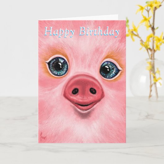 Carte d'anniversaire Happy Baby Piggy - Smile (Fleur jaune)