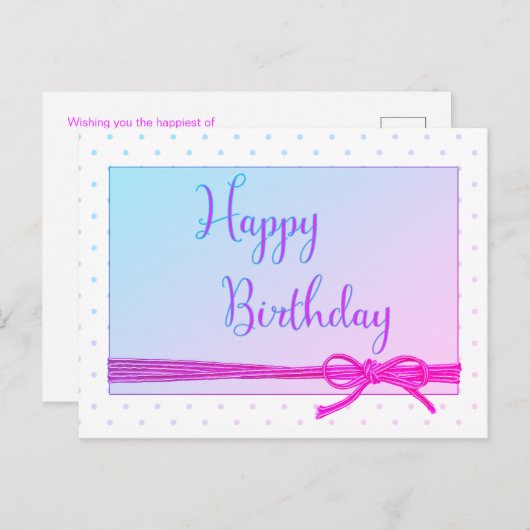 Carte d'anniversaire Happy Birthday Tied with a Bo (Devant / Derrière)