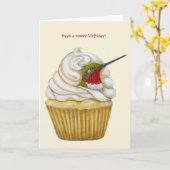 carte d'anniversaire Happy Hummer (Fleur jaune)