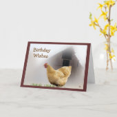 Carte d'anniversaire Hen et Old Barn - toute occas (Fleur jaune)