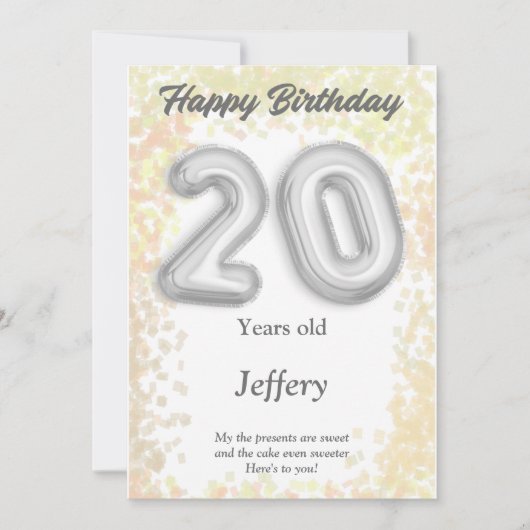 Carte d'anniversaire heureuse à 20 ans (Devant)