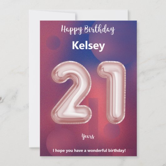 Carte d'anniversaire heureuse à 21 ans (Devant)