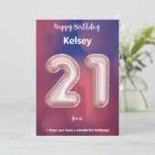Carte d'anniversaire heureuse à 21 ans (Debout devant)