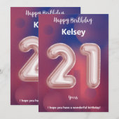 Carte d'anniversaire heureuse à 21 ans (Devant / Derrière)