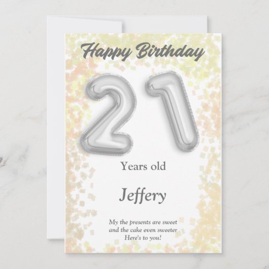 Carte d'anniversaire heureuse à 21 ans (Devant)