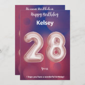 Carte d'anniversaire heureuse à 28 ans (Devant / Derrière)