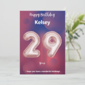 Carte d'anniversaire heureuse à 29 ans (Debout devant)
