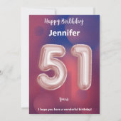 Carte d'anniversaire heureuse à 51 ans (Dos)