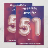 Carte d'anniversaire heureuse à 51 ans (Devant / Derrière)