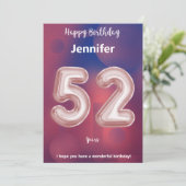 Carte d'anniversaire heureuse à 52 ans (Debout devant)
