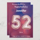 Carte d'anniversaire heureuse à 52 ans (Devant / Derrière)