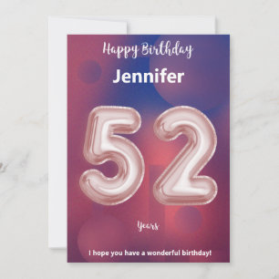 Carte d'anniversaire heureuse à 52 ans