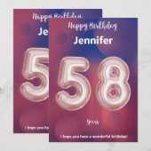 Carte d'anniversaire heureuse à 58 ans (Devant / Derrière)