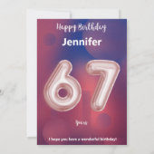 Carte d'anniversaire heureuse à 67 ans (Dos)