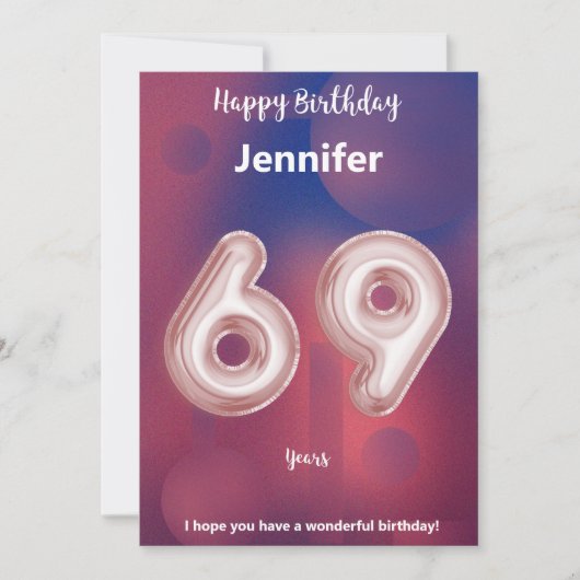Carte d'anniversaire heureuse à 69 ans (Devant)