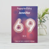 Carte d'anniversaire heureuse à 69 ans (Debout devant)