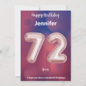 Carte d'anniversaire heureuse à 72 ans (Dos)