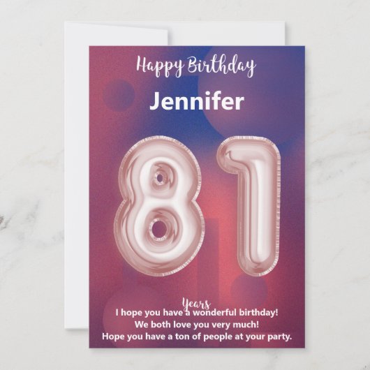 Carte d'anniversaire heureuse à 81 ans (Devant)