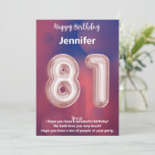 Carte d'anniversaire heureuse à 81 ans (Debout devant)