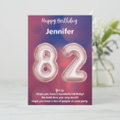 Carte d'anniversaire heureuse à 82 ans (Debout devant)